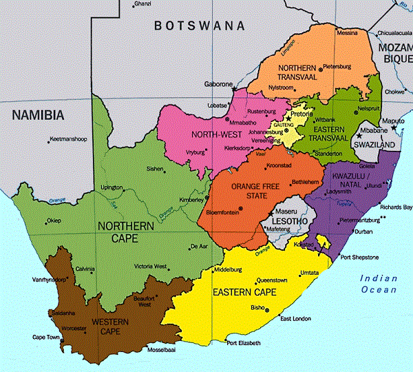 South Africa Provinces Map