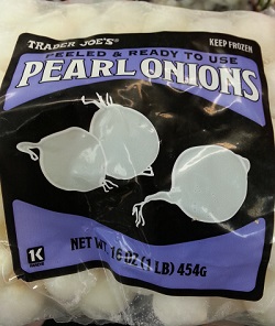 Frozen, peeled pearl onions