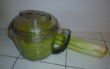 celery in chopper
